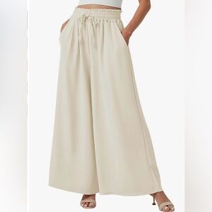 Elegant Cream Wide-Leg Pants